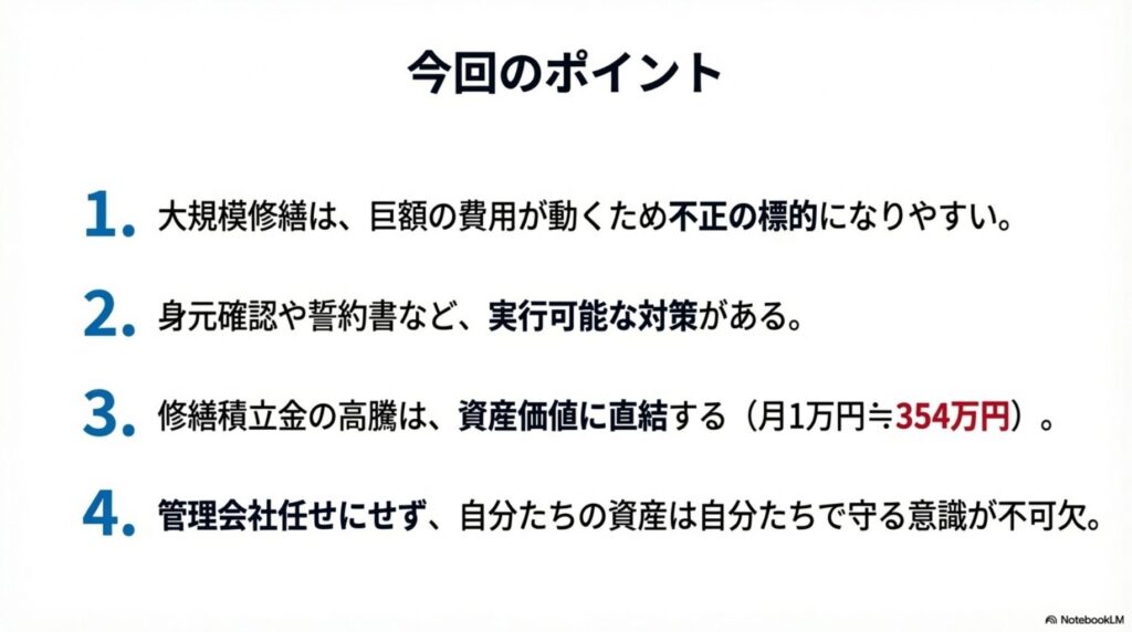 マンション大規模修繕なりすまし対策の4つのポイントまとめ