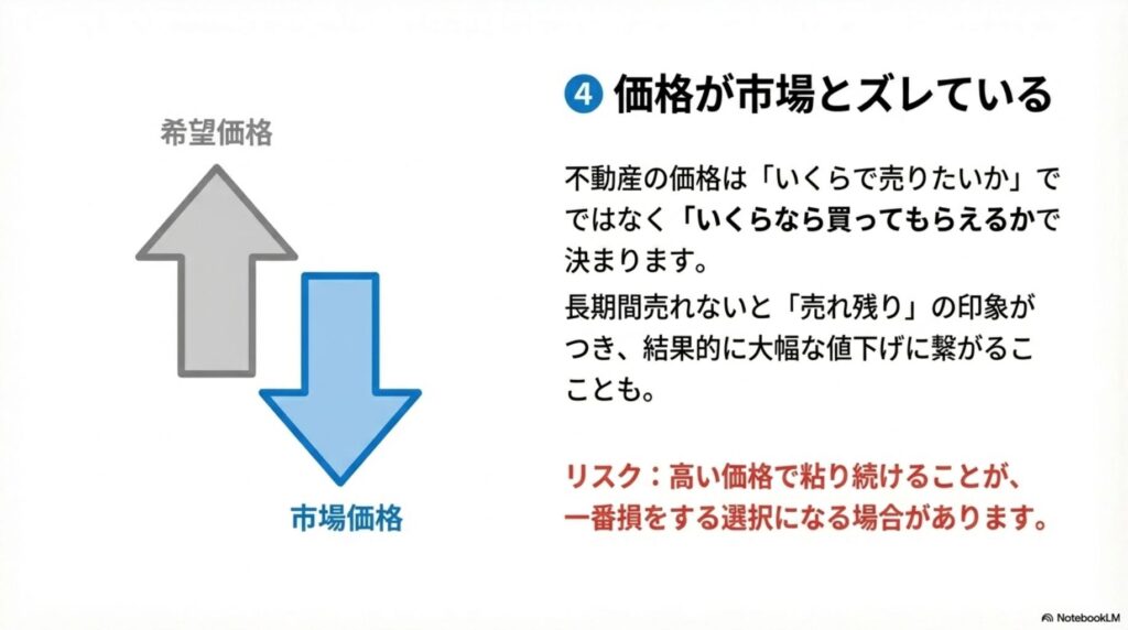 原因4：価格が市場とズレている｜希望価格と市場価格のギャップ