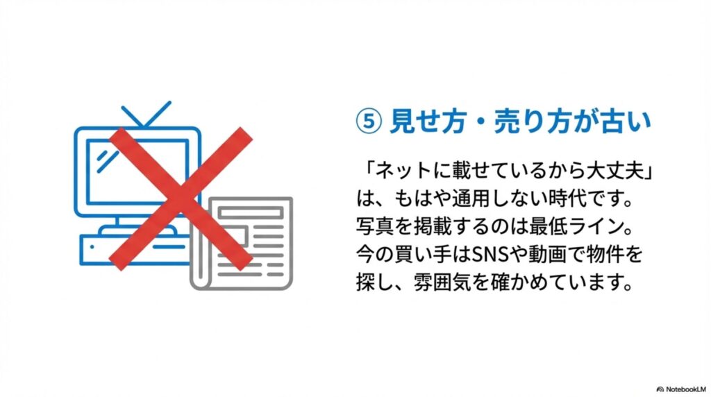 原因5：見せ方・売り方が古い｜ネット掲載だけでは不十分な時代