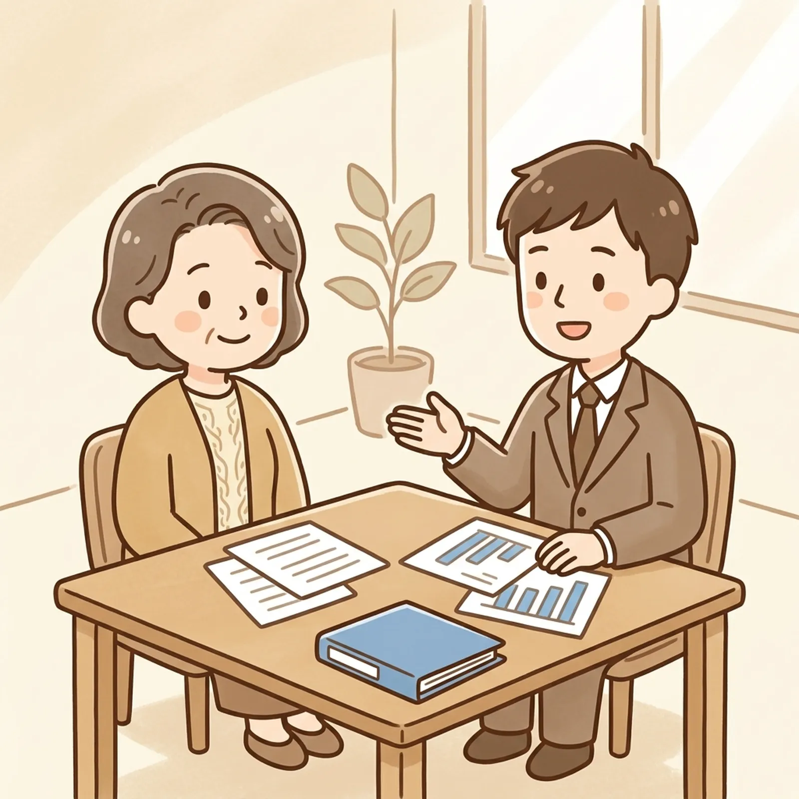 ご所有の不動産の売り方を整理して納得する相談者様のイラスト