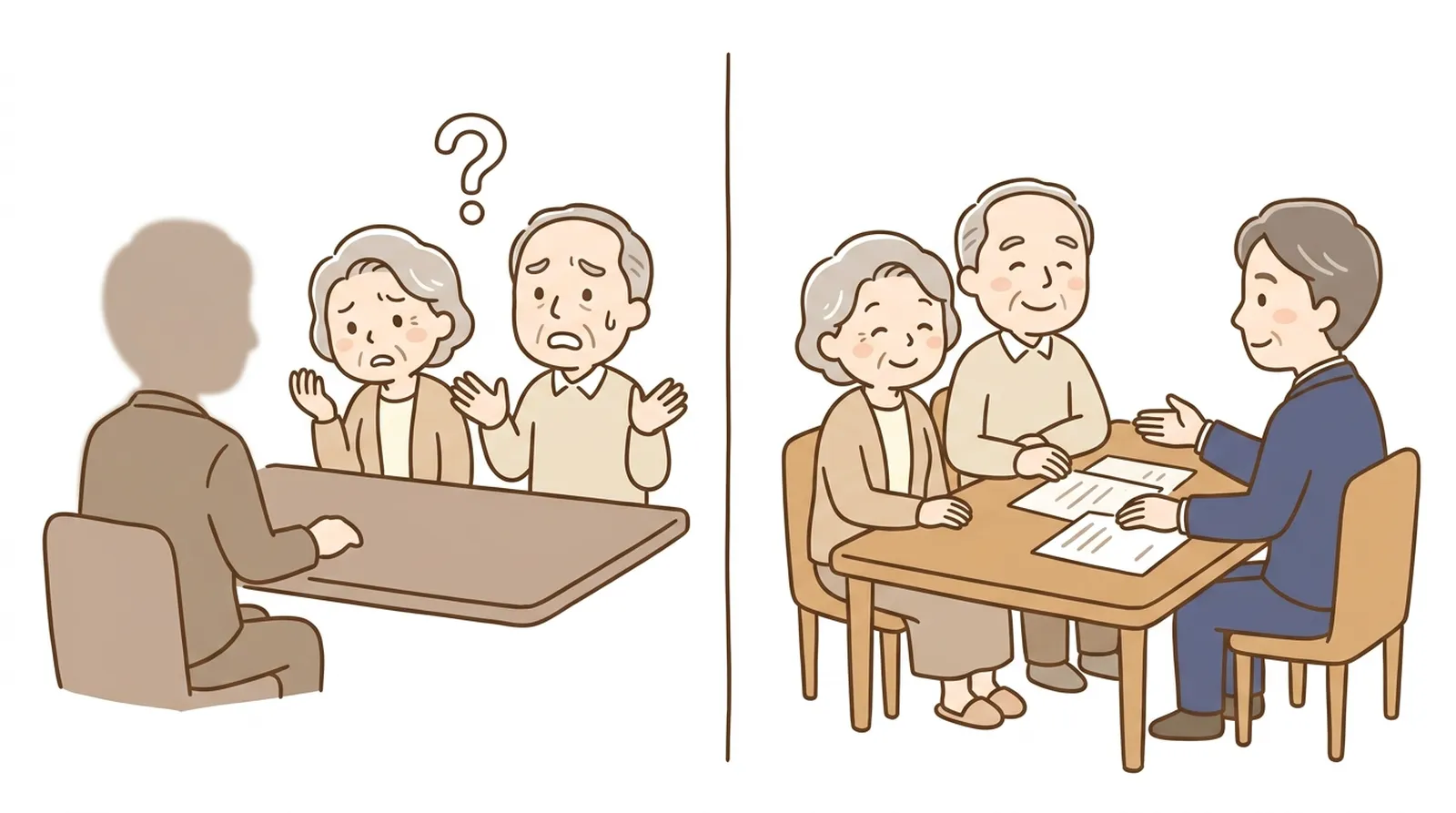 稲沢市で不動産売却を相談する人と担当者の関係性を表した図解