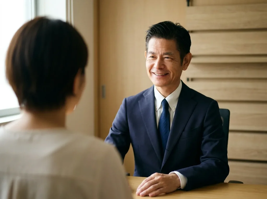 稲沢あんしん不動産の代表 佐藤が相談から引渡しまで一人で対応する様子