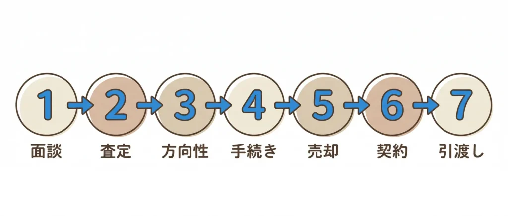 相続相談の流れSTEP1面談からSTEP7引渡しまでの7ステップ図解｜稲沢あんしん不動産