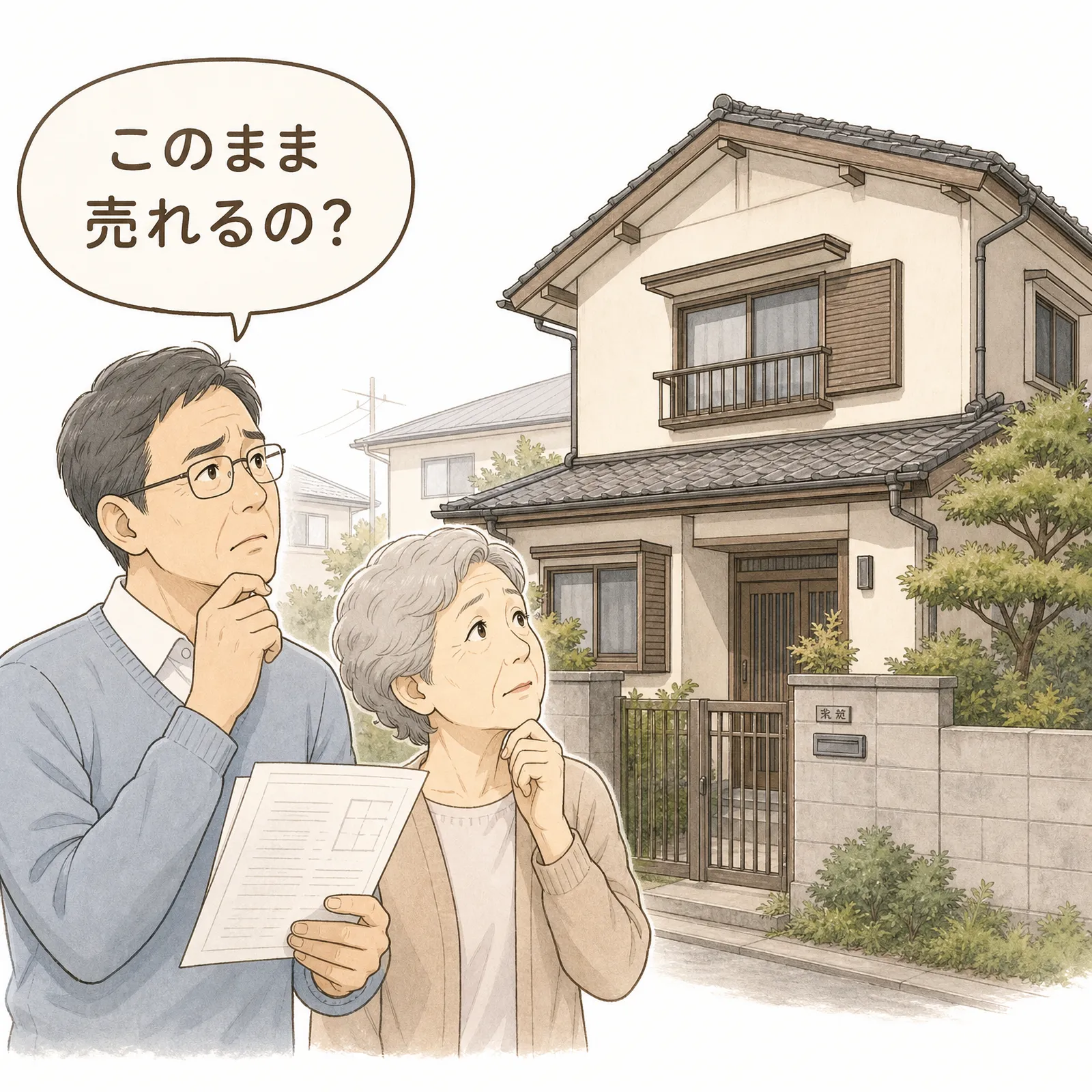 古家付き土地の売却方法で悩む親子のイメージ