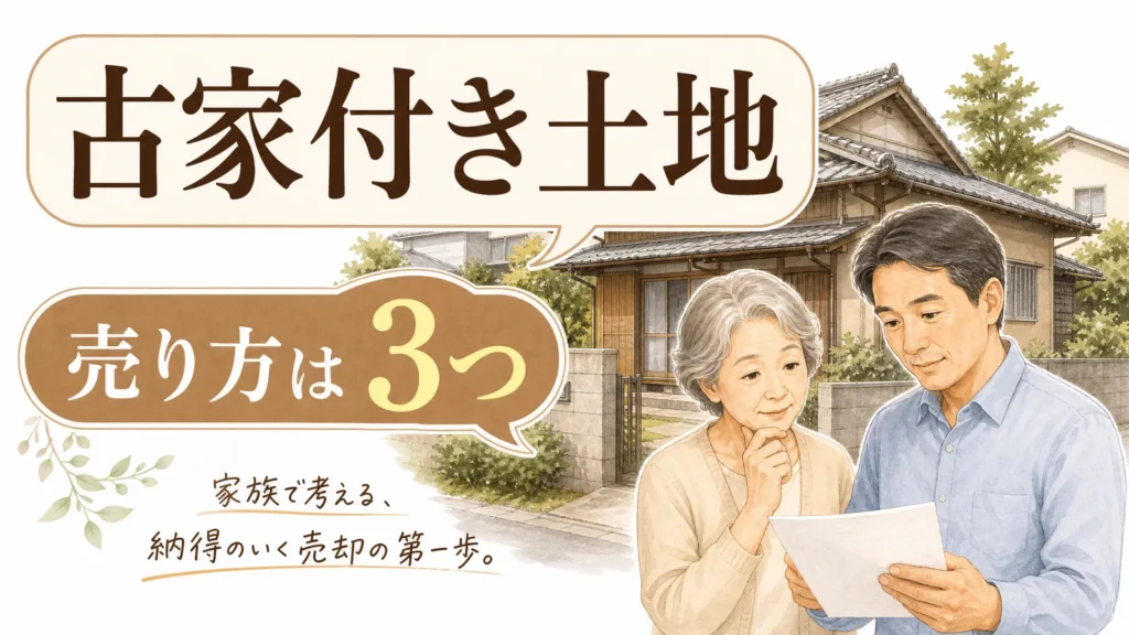 古家付き土地の売り方を3つの方法で比較するイメージ
