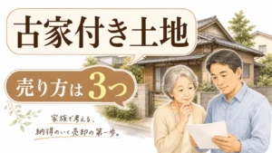 古家付き土地の売り方を3つの方法で比較するイメージ