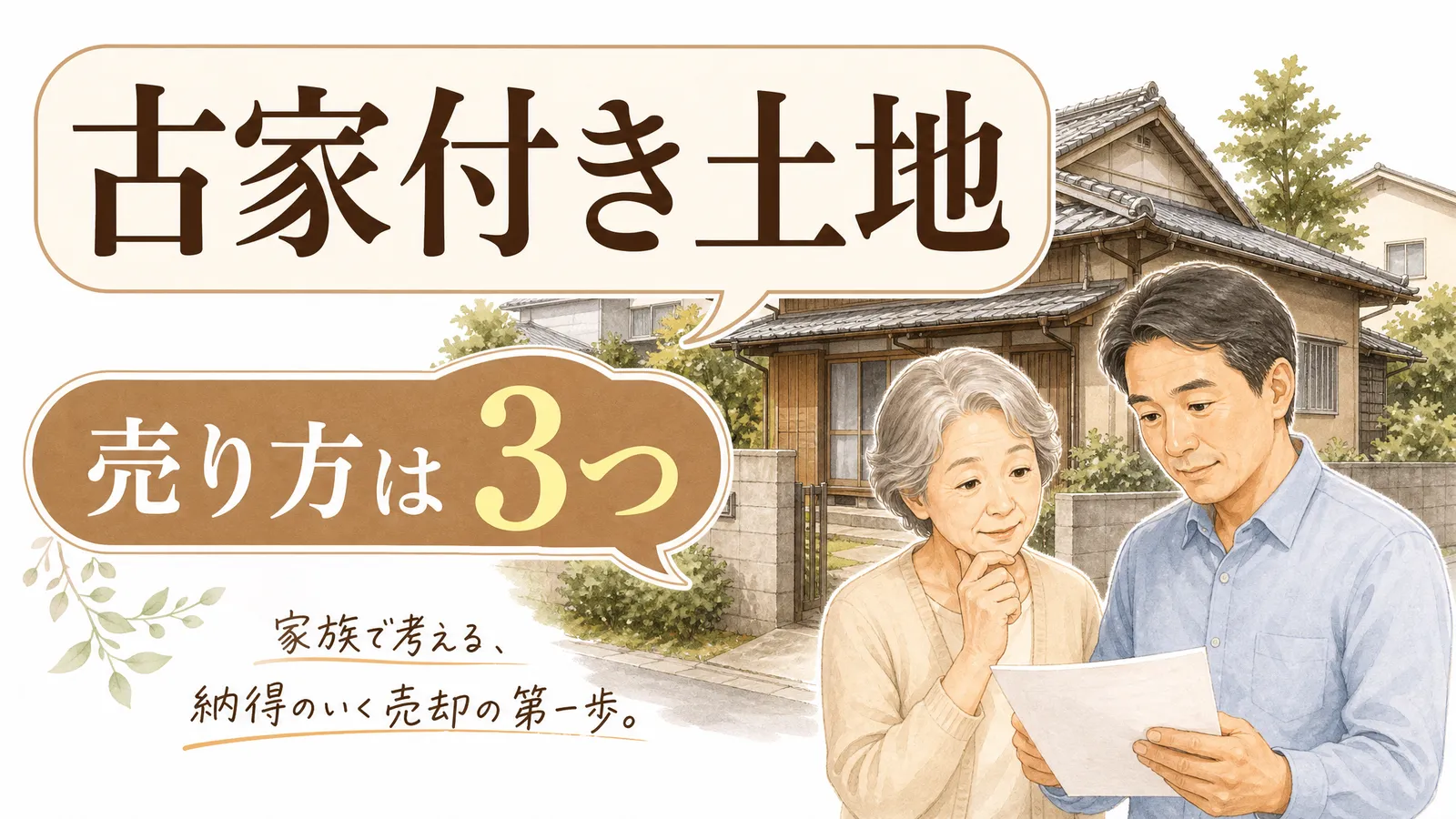 古家付き土地の売り方を3つの方法で比較するイメージ