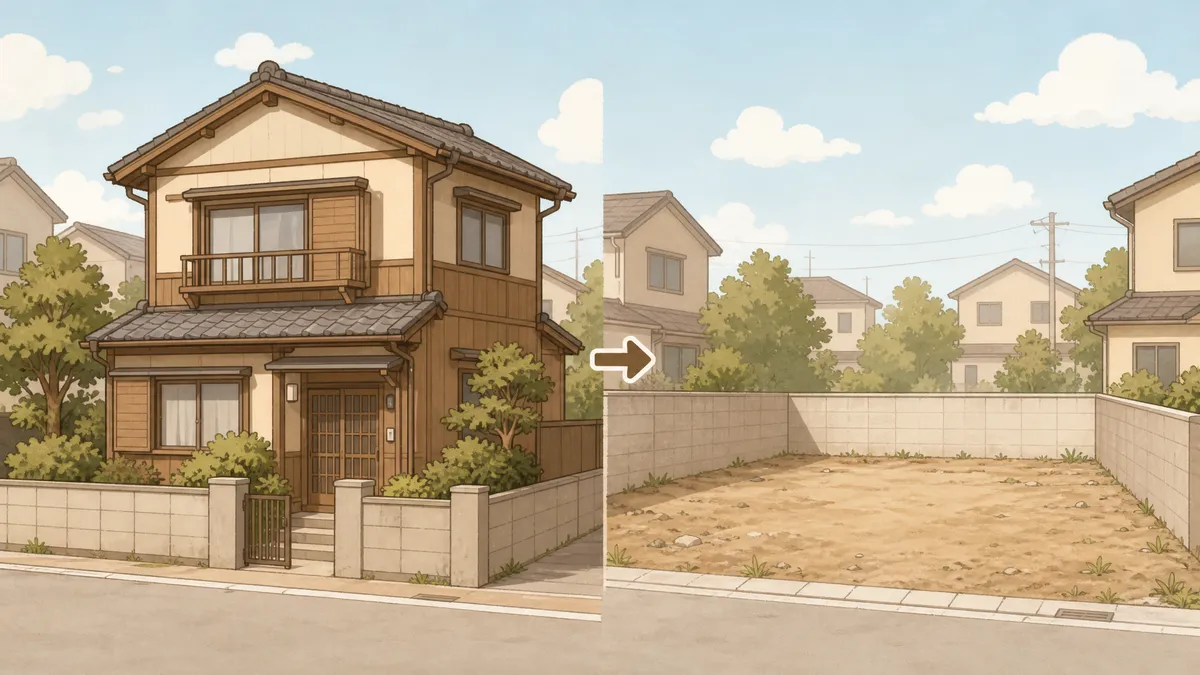 古家付きで売る場合と解体して更地で売る場合を比較した風景