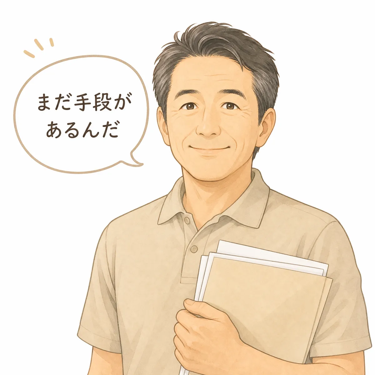 男性が節税3制度の存在を知って「まだ手段があるんだ」と希望を取り戻す挿絵