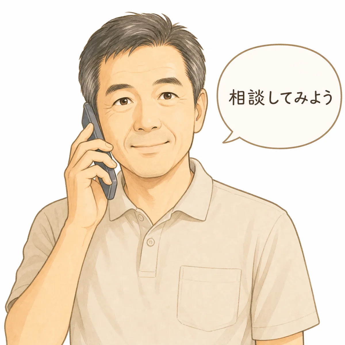 男性が「税理士・不動産屋に相談してみよう」と前向きに決意する挿絵