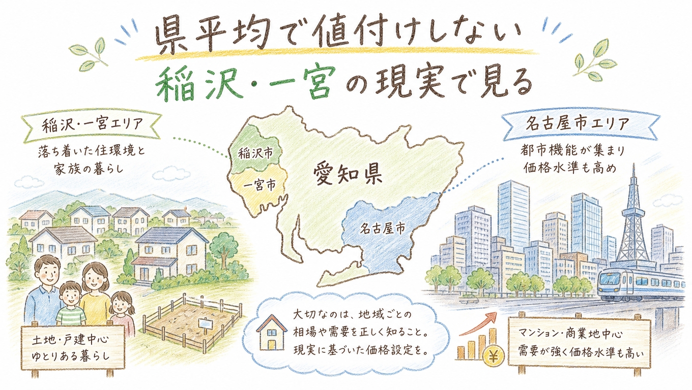 県平均ではなく稲沢・一宮の現実で値付けするイメージ