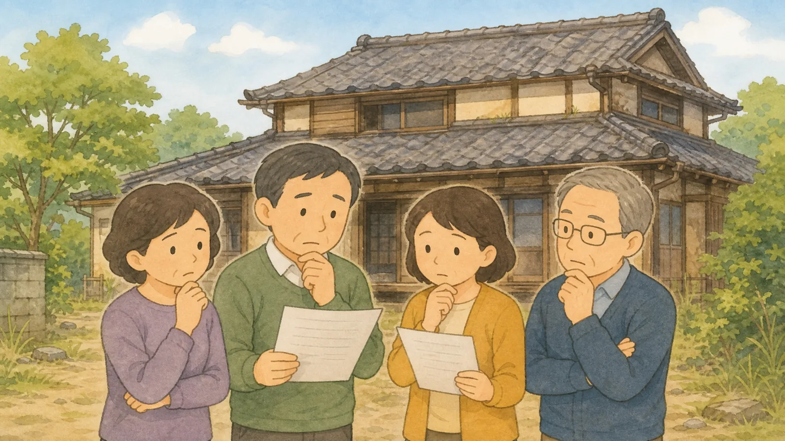 稲沢市で相続した空き家を売る前に、売る・貸す・残すを家族で考える様子