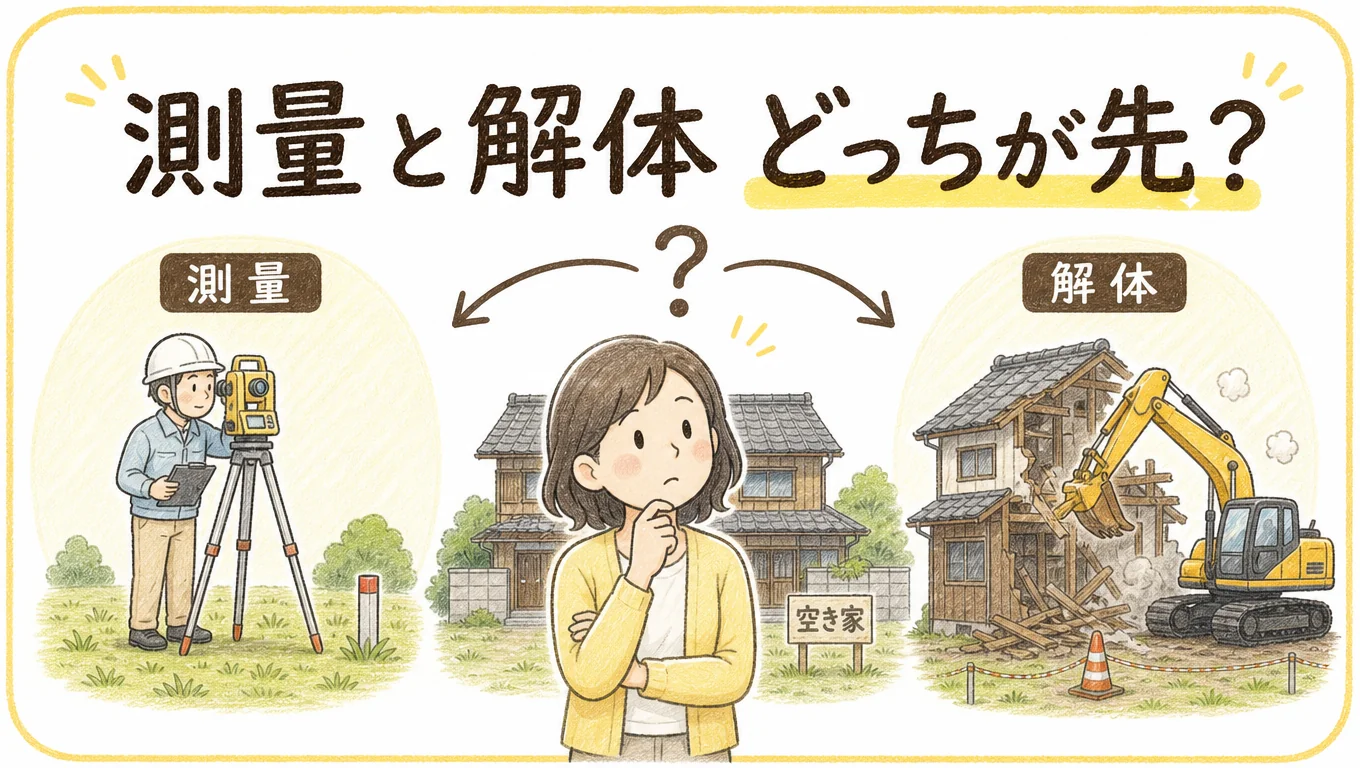 空き家売却で損しない|測量と解体の正しいタイミングと順番のアイキャッチ画像