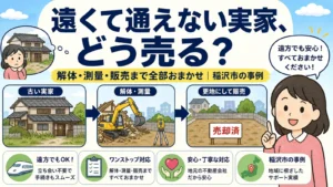 県外に住む娘さんが空き家になった稲沢の実家の土地を売却した事例のイメージ（いらすとや風イラスト）