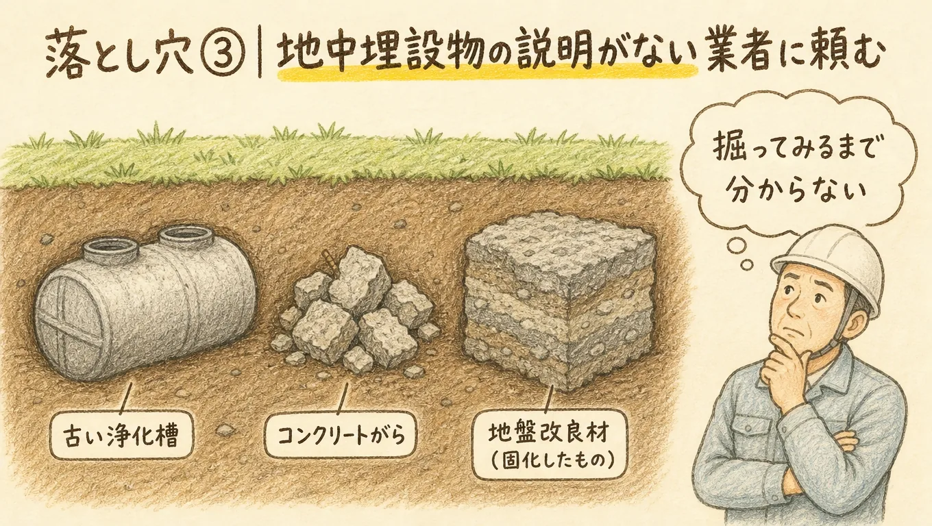 稲沢市で実家解体時の地中埋設物リスクを解説するブログ見出し画像