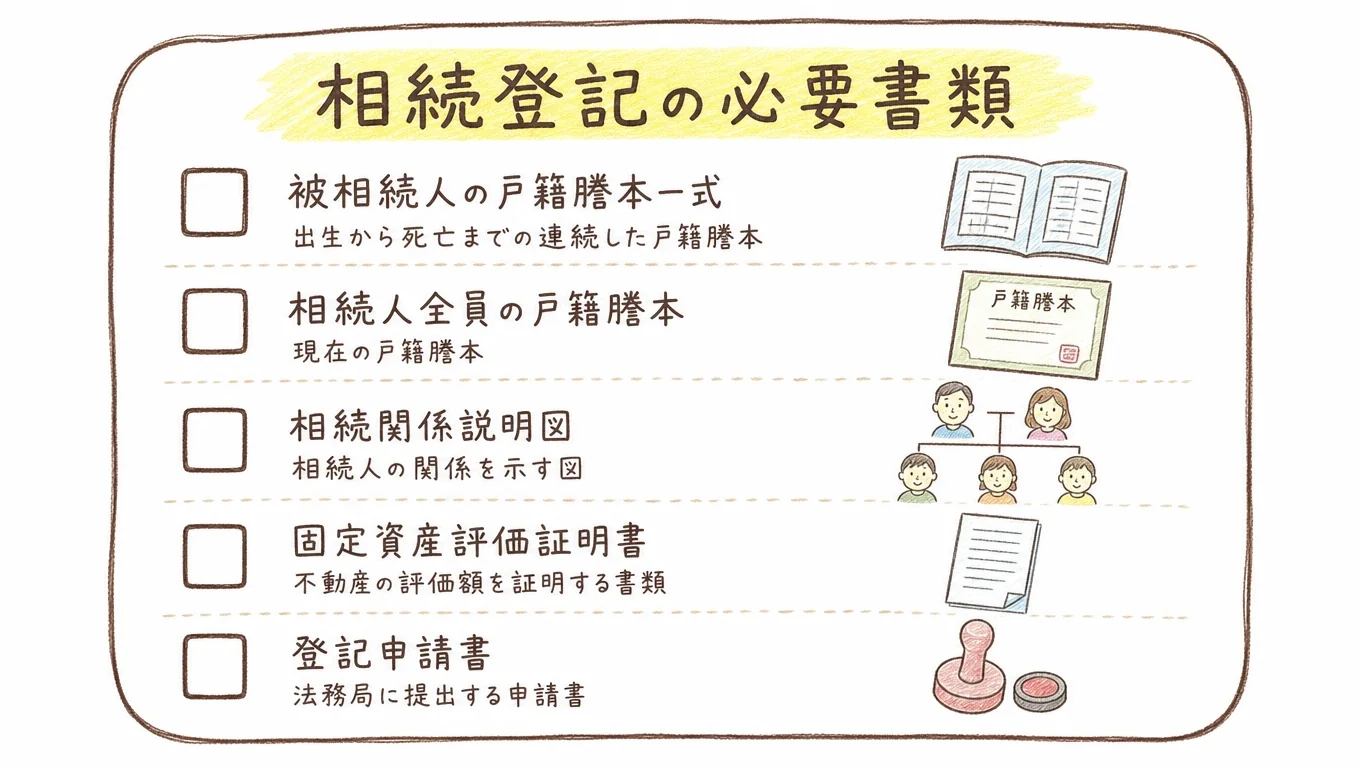 相続登記の必要書類チェックリストの図解