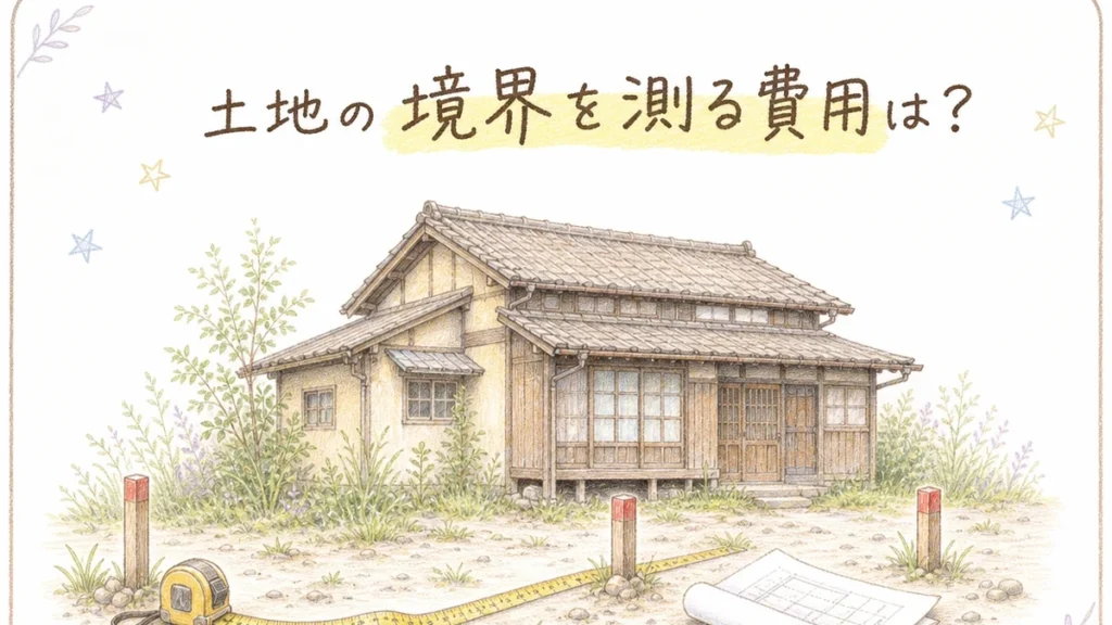 稲沢市で空き家や古家の売却にかかる測量費について解説するブログアイキャッチイラスト