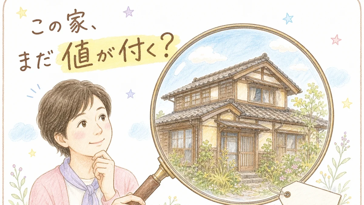 稲沢市で空き家査定において建物が使えるかの判断基準を解説するブログアイキャッチイラスト