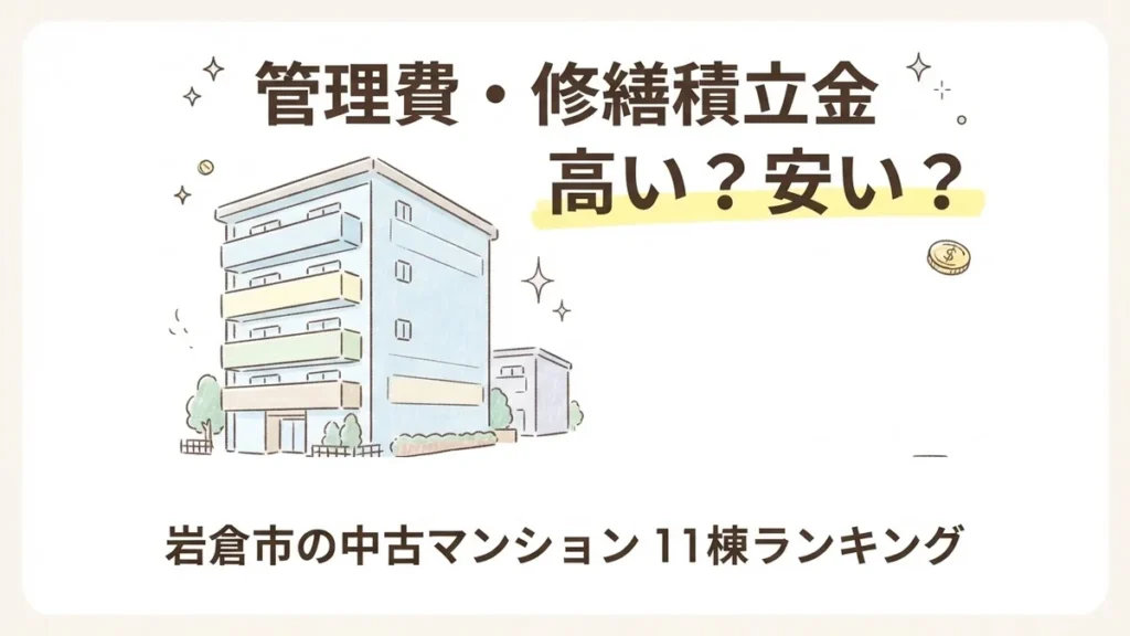 岩倉市の中古マンション管理費・修繕積立金ランキングを解説するブログアイキャッチイラスト