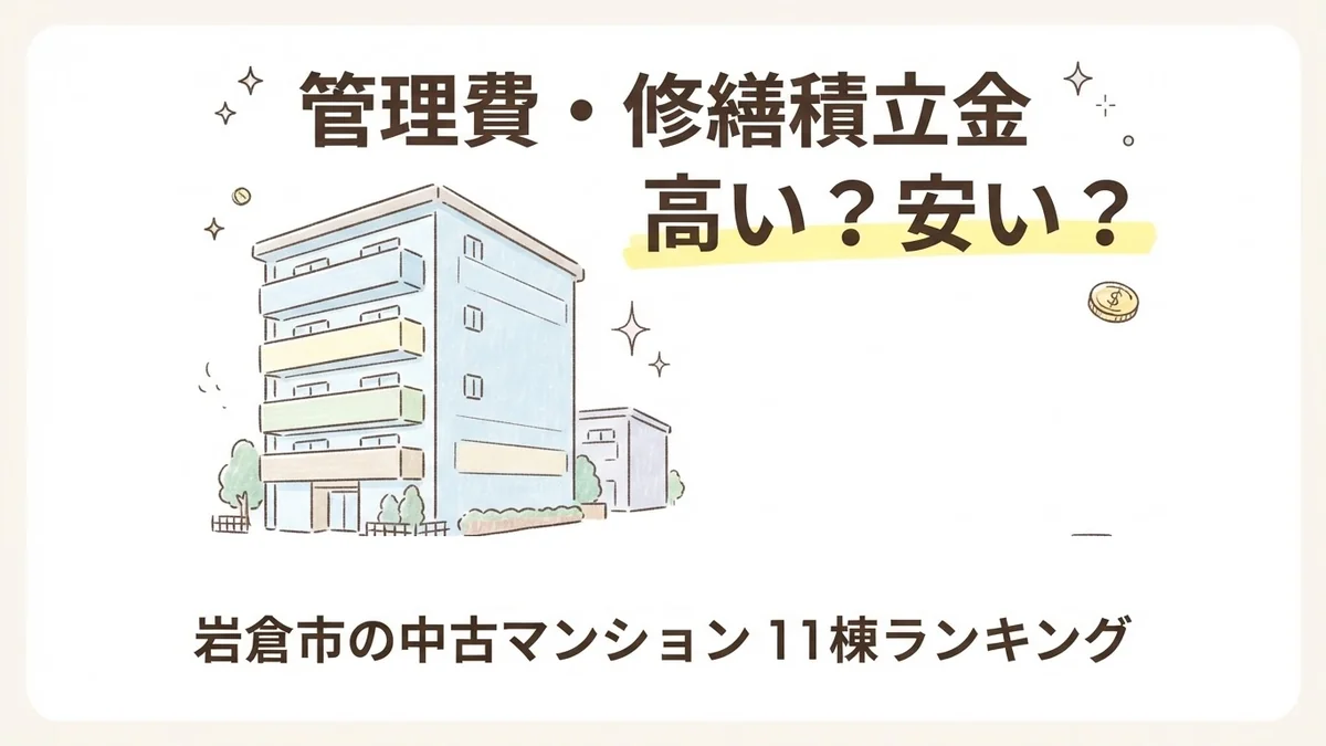 岩倉市の中古マンション管理費・修繕積立金ランキングを解説するブログアイキャッチイラスト