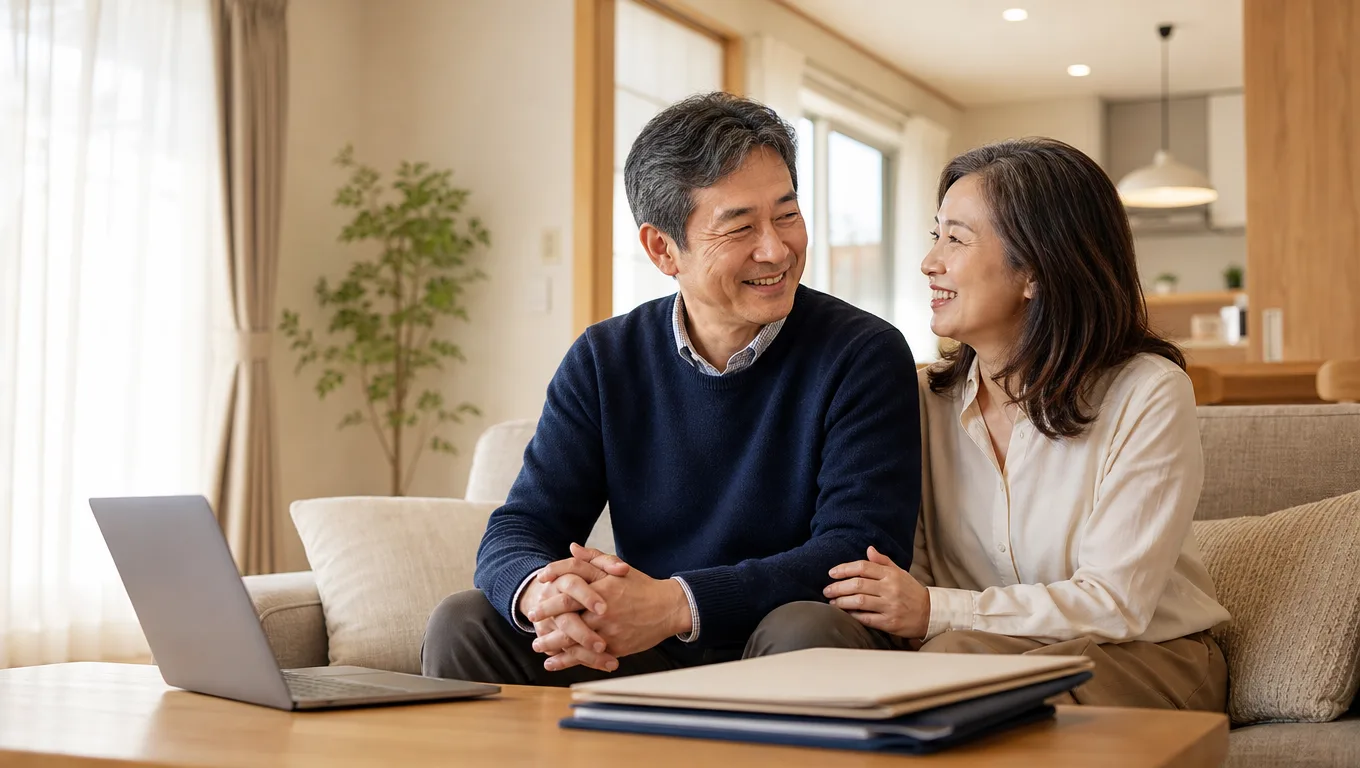 マンション売却が無事終わり安心した様子のご夫婦のイメージ
