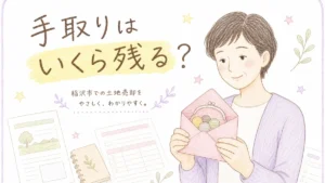稲沢市で土地売却の手取り額の計算方法を解説するブログアイキャッチイラスト