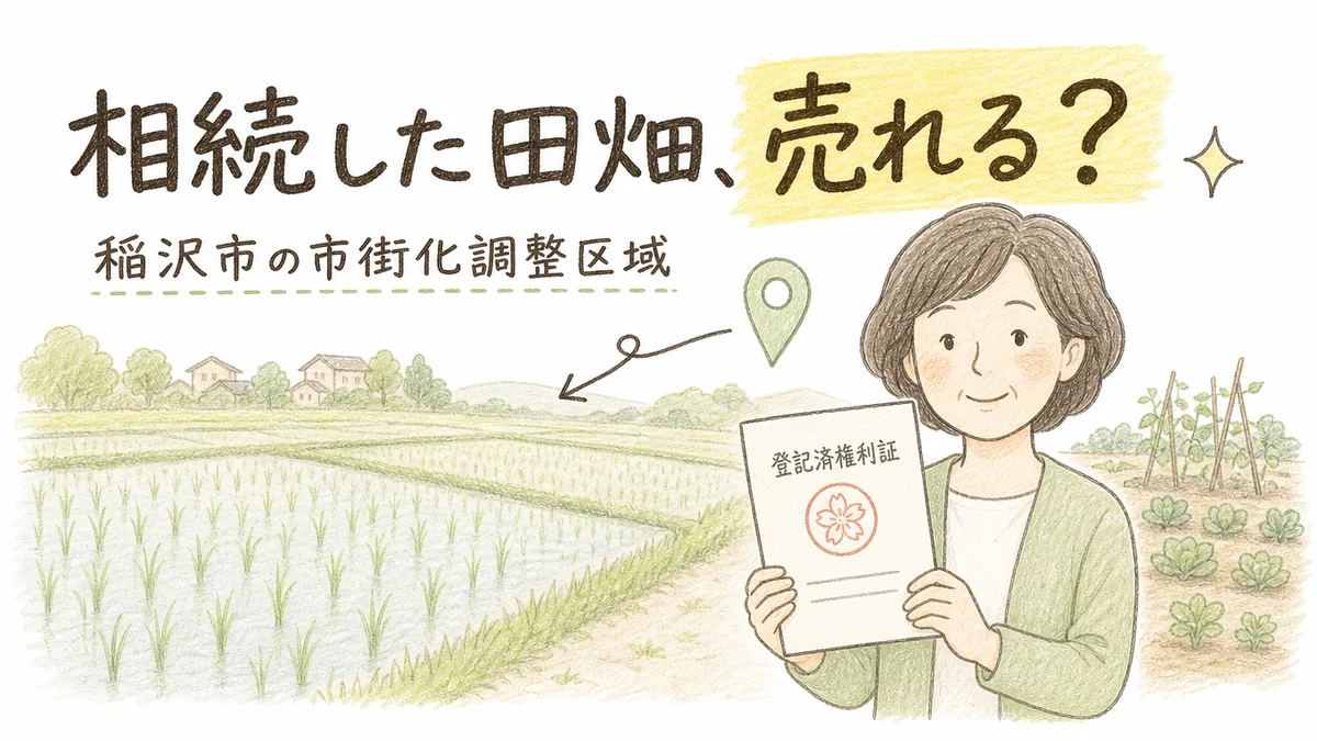 稲沢市で相続した市街化調整区域の田畑の売却について解説するブログアイキャッチイラスト