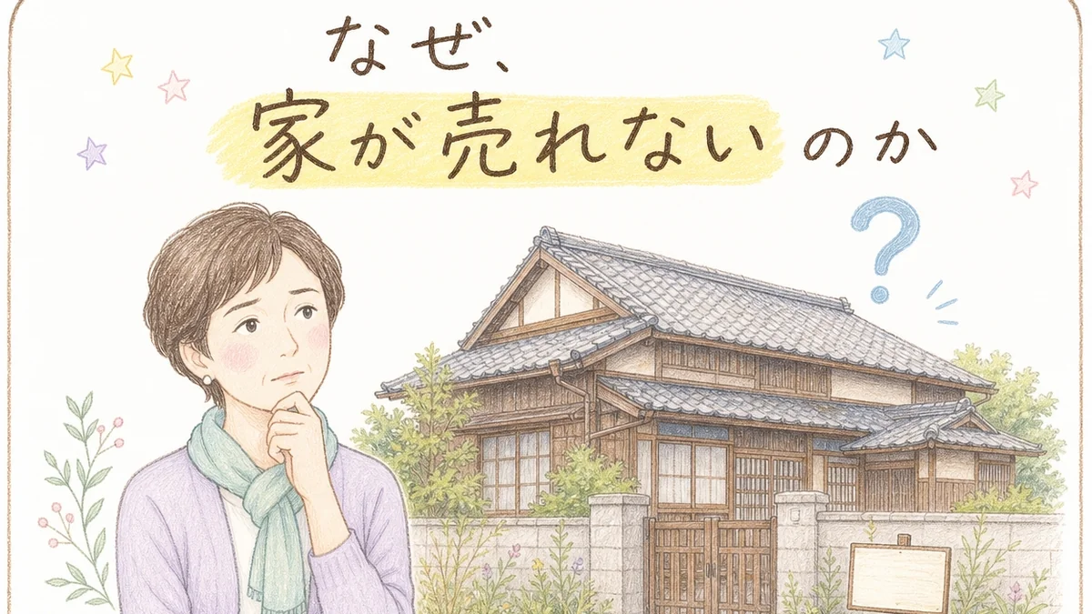 稲沢市で家が売れない理由と囲い込みの見抜き方を解説するブログアイキャッチイラスト