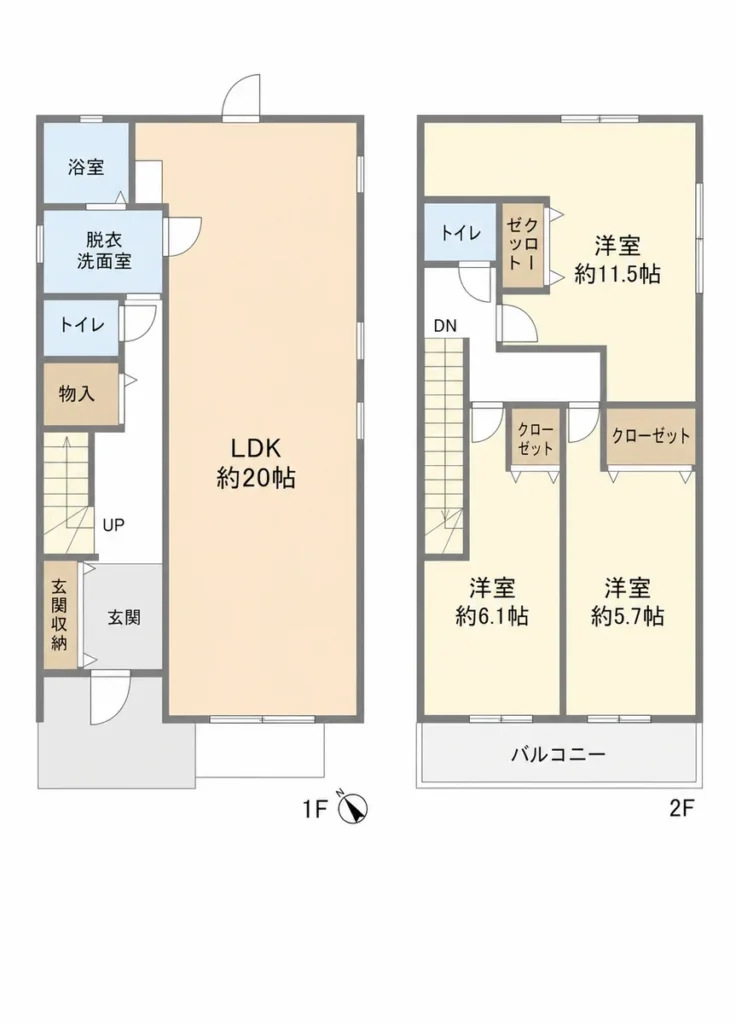 あま市森 中古戸建て 間取り図(1階・2階)
