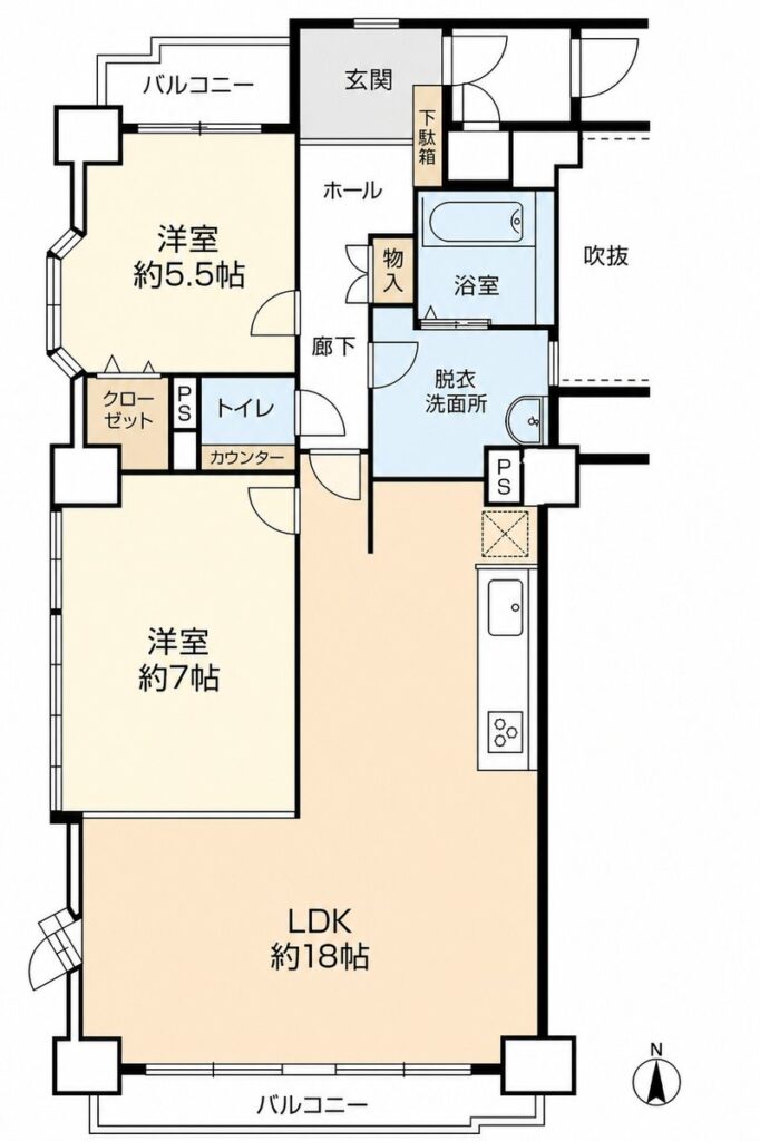 グローリアス岩倉第二 2LDK 間取り図