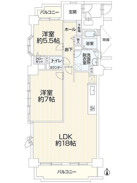 グローリアス岩倉第二 301（3階） 2LDK 間取り図