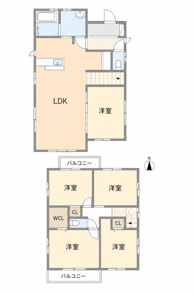 一宮市浅井町小日比野 中古戸建 間取り図（1階・2階・修正版）