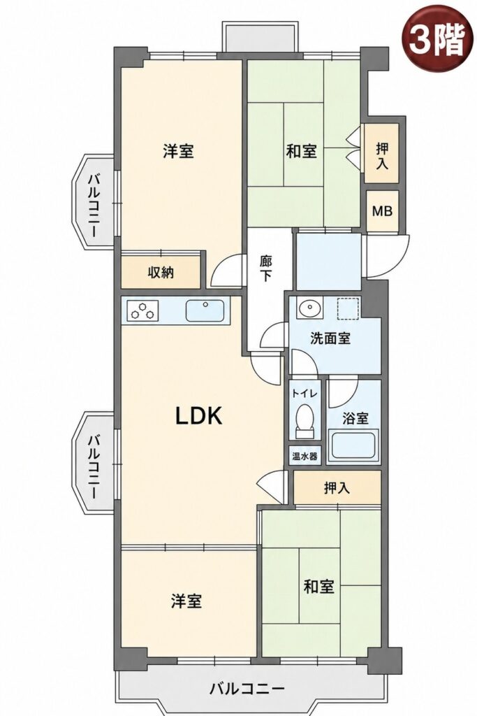 北名古屋市鹿田 グリーンシティ師勝Ｄ棟 間取り図