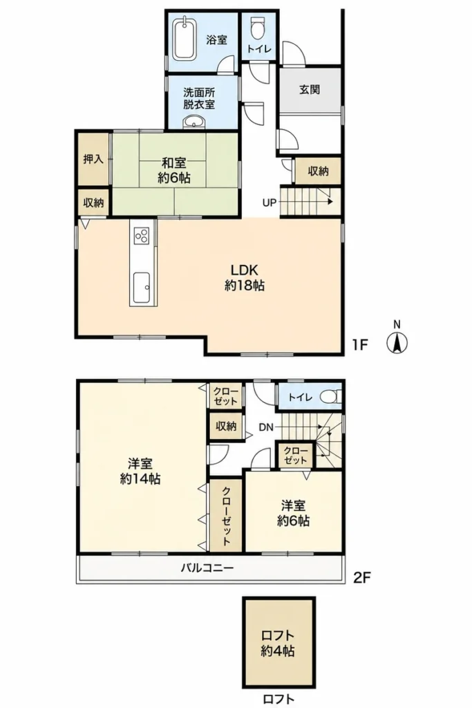 一宮市開明 中古戸建 間取り図(1階・2階・ロフト)