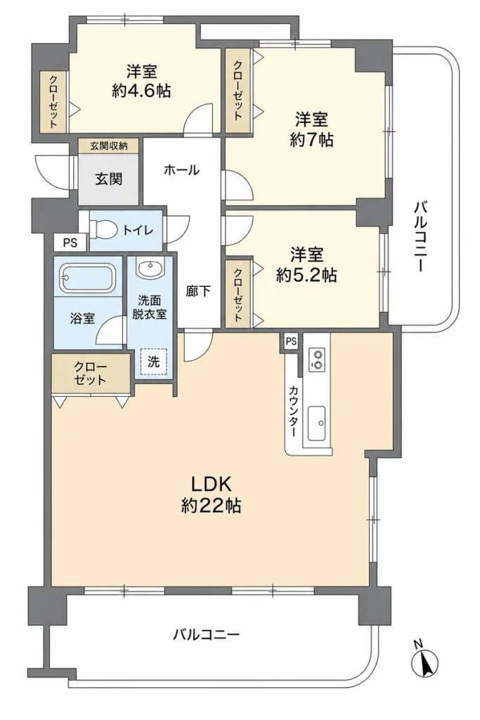 ビューパレス大浜 303（3階） 3LDK 間取り図