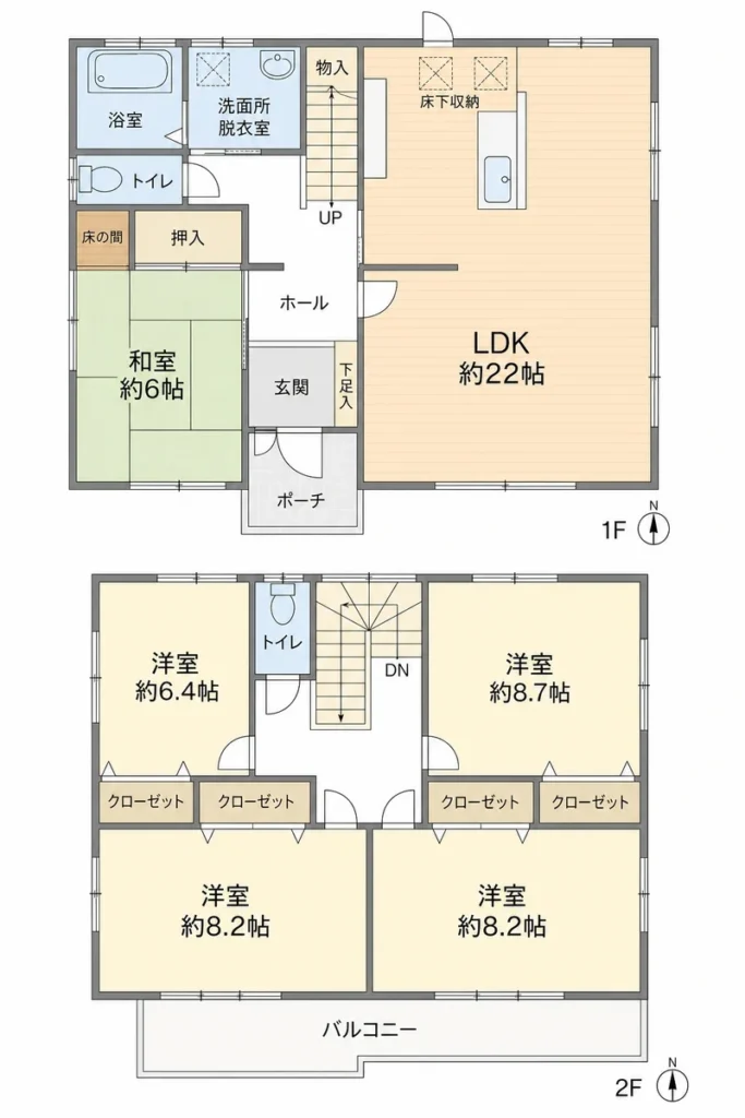 一宮市大和町馬引 中古戸建て 間取り図（1階2階）