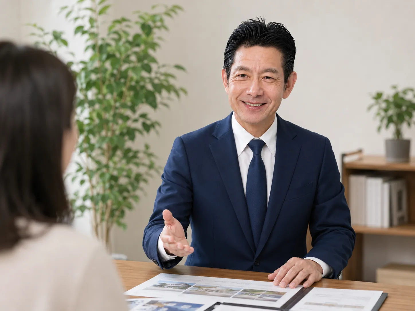 お客様の相談に応じる代表 佐藤高樹