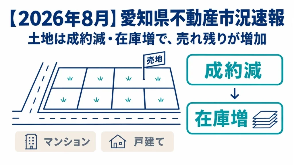 愛知県の2026年8月不動産市況速報のブログアイキャッチイラスト