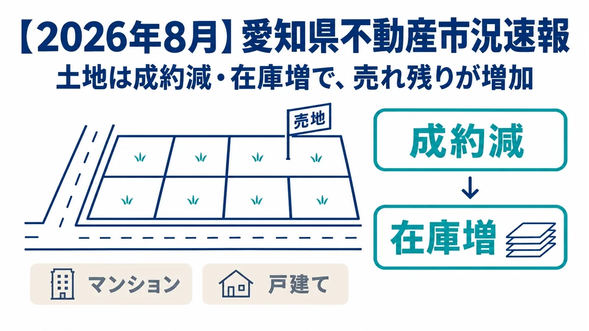 愛知県の2026年8月不動産市況速報のブログアイキャッチイラスト