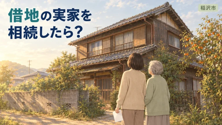 稲沢市で借地の実家を相続したときの選び方について解説するブログアイキャッチイラスト